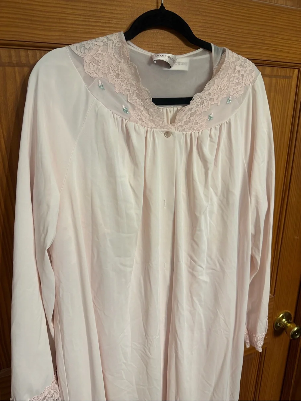 Vintage Lingerie Classic Lace-Trim Nightgown and Housecoat - Pink Large
